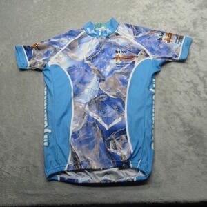 JEK Cycling Jersey Unisex Medium Blue Myelinators Short Sleeve Full Zip‎ Bike